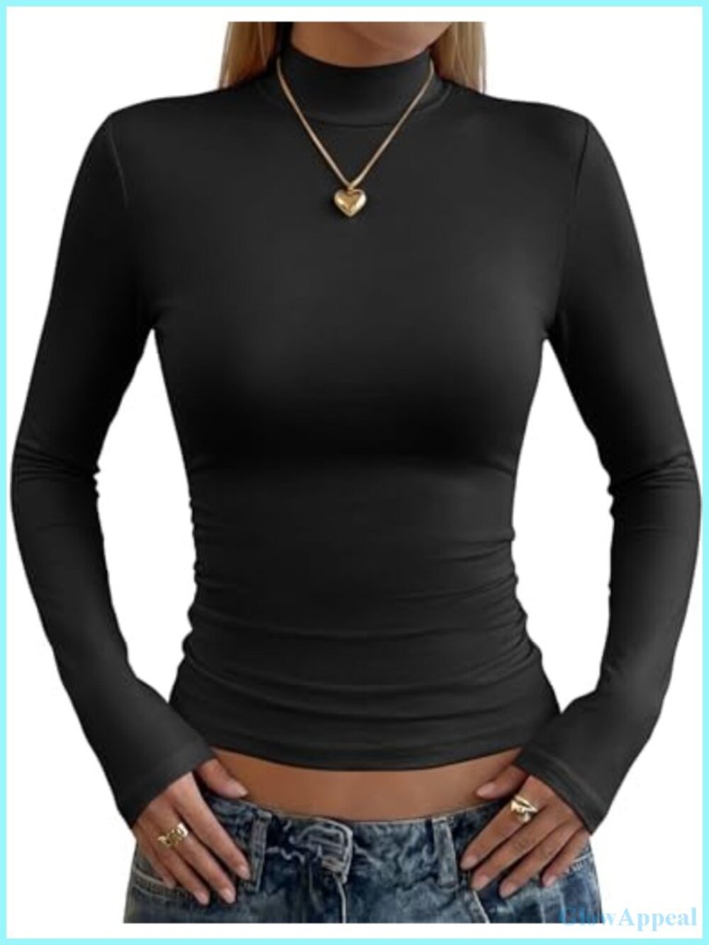 Women's Mock Neck Long Sleeve Slim Fit Stretch Basic Layering Top